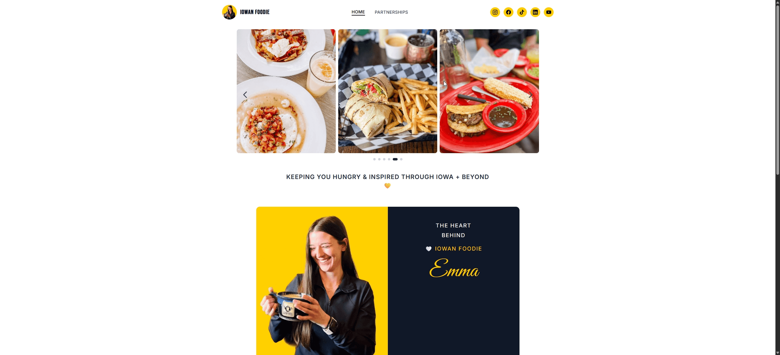 Iowan Foodie website screenshot