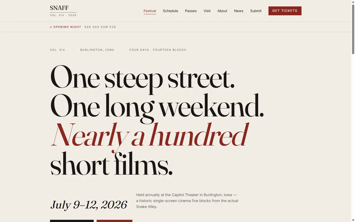 Snake Alley Festival of Film homepage
